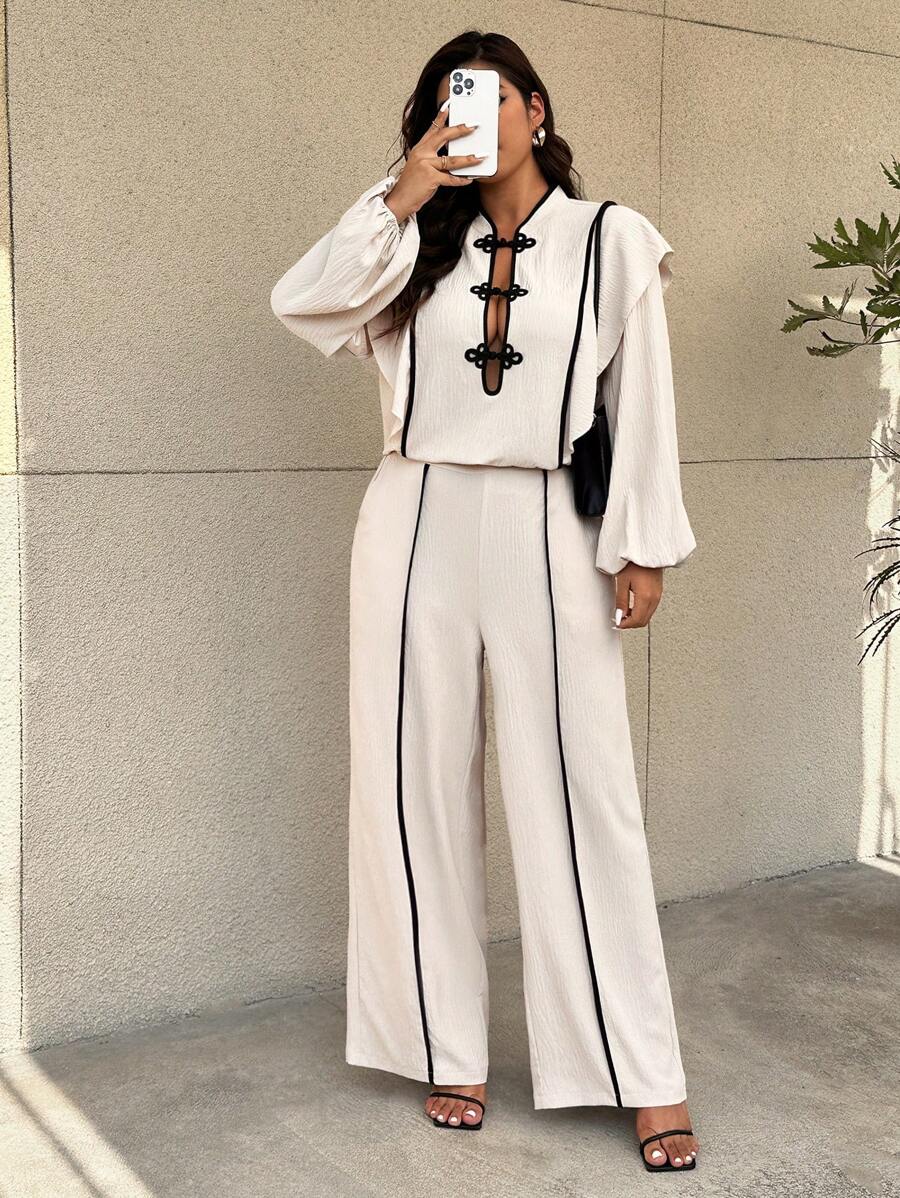SHEIN Frenchy 2pcs/Set Plus Size Solid Color Patchwork Long Sleeve ...