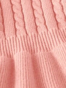 年轻女孩 A 字形高领针织毛衣连衣裙 - 粉色 - 查看 5