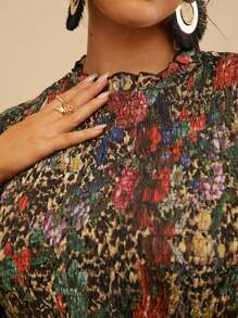 SHEIN VCAY 大码长袖休闲连衣裙，简约时尚，适合日常穿着 - 彩色 - 查看 4