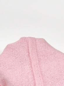 Chiquease Women's Solid Color Stand Collar Batwing Sleeve Casual Pullover Sweater, Autumn And Winter,Long Sleeve Tops, Knit Pullover Fall - Pink - View 7