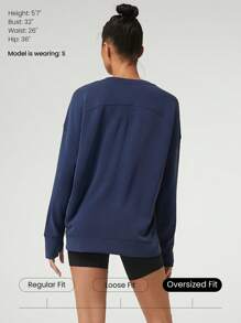 GLOWMODE Modal Silky Smooth Oversized V-Neck Hip Length Long Sleeve Sweatshirt With Thumbholes Daily Casual Fall