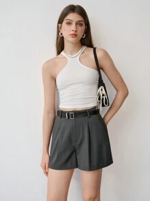 MOTF STUDIO Gestreifte maßgeschneiderte Shorts mit schräger Tasche