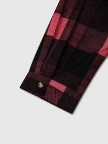 Manfinity Homme Camisa de manga larga a cuadros de patchwork informal para hombre de talla grande