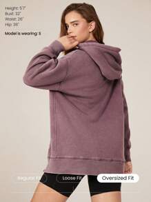 GLOWMODE هودي فليس ناعم ودافئ فضفاض مع رباط سحاب وجيوب جانبية لأوقات الخريف والشتاء اليومية العادية - الأرجواني - مشاهدة 2