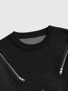 ROMWE MEN Street Life Men's Zip-Up Pullover Sweater, Casual Long Sleeve
