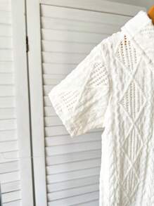 SHEIN Vintaside Kids Conjunto de ropa para bebé niño de 0 a 1 año, Camisa de manga corta y pantalón corto color albaricoque, Tela texturizada adecuada para que los bebés usen afuera en verano