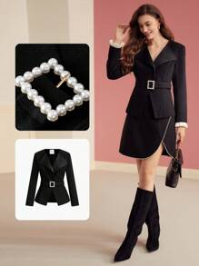 MOTF PREMIUM Mantel mit Wasserfallkragen und Kontrastbesatz