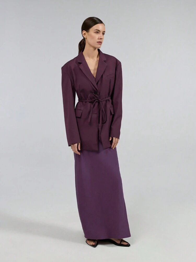 Women's 2025 Plum Purple Summer Elegant Party Night Draped Neck Backless Tie Strap Slit Dress,Fashion Valentine's Day Spring Birthday Party Dress