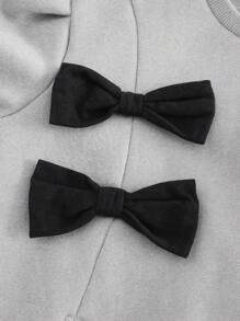 Cozy Pixies Young Girl 3D Bowknot Crew Neck Small Drop Shoulder Sweatshirt - Grey - View 7