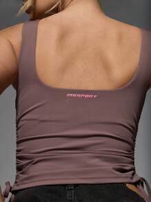 MISSGUIDED Baseball Ruched Side Active Top - Mauve Purple - View 3