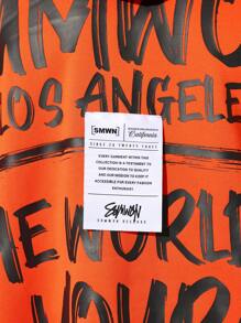 SUMWON Los Angeles Urban Streetwear Hooded Sweatshirt Large Back Print Pullover Winter Fall Oversized Casual Comfortable Athletic Wear - Orange - View 8