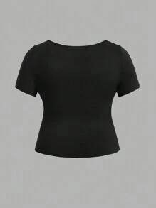 SHEIN EZwear Bộ 3 Áo thun tay ngắn cổ bẻ cỡ lớn màu đen, trắng, xanh lá cây - Nhiều màu - Xem 9