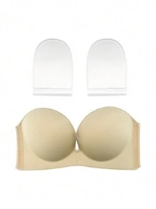 1pc Non-Slip Partial Wrap Nude Sticky Bra - Apricot - View 2