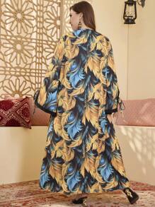 Al Najma New Style Arabic Women Long Sleeve Elegant Printed Robe - Multicolor - View 2