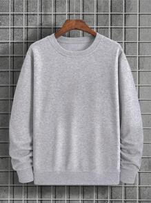 RueChic 100%Cotton Men's Basic Style Back Poster Pattern Print Sweatshirt - Grey - View 2
