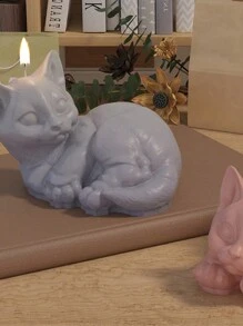 1 件动物猫硅胶模具，用于香薰石膏和蜡烛制作 - 可爱小猫设计蜡模材料，装饰工艺模具 - 無色 - 查看 7