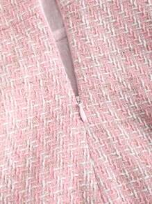 Sweetra Women's Fashion Elegant High-Quality Pink Tweed Bow Decor Tube Mini Dress, Versatile - Pink - View 4