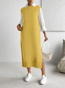 Chiquease Vestido largo de punto polivalente y versátil para mujer