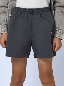 SUMWON Tween Boys Comfy Pull On Nylon Short - Dark Grey - View 6