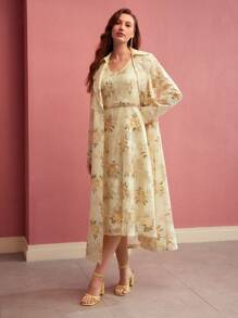 MOTF PREMIUM CASACO TRENCH COM ESTAMPA FLORAL DE LANTEJOULAS - Multicolorido - Visão 7