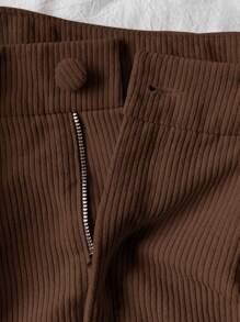 Comfortcana Women Corduroy Shorts, Minimalist And Fashionable For Casual Daily Wear - Chocolate Brown - View 4