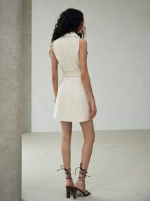 MOTF PREMIUM DOUBLE BREASTED POCKET PATCHED DRESS - Apricot - View 3