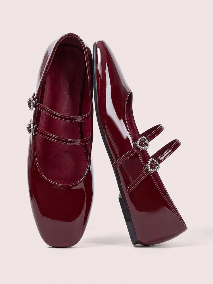 CUCCOO DOLLMOD Square Toe Comfortable Flat Shoes With Heart Decor, Fashion Women Ballet Flat Shoes Spring Shoes Spring Break Easter For Christmas Spring Shoes