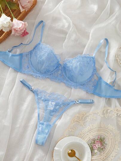 Pcs Blauw Retro Verleidelijke Lingerie Set Women