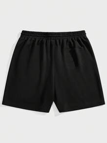 Rick and Morty X SHEIN Plus Size Men Casual Cartoon Print Drawstring Waist Shorts, Summer - Black - View 2