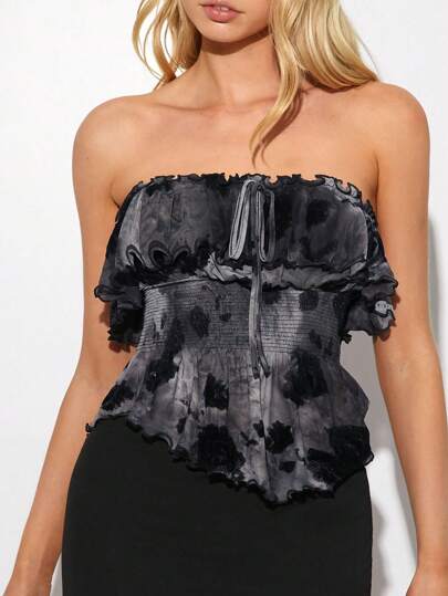 SHEIN EZwear Áo crop top hở lưng buộc phía trước gợi cảm thường ngày cho nữ