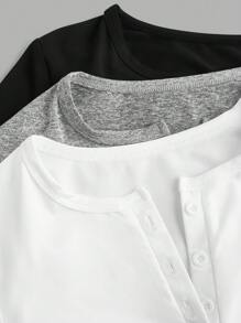 SHEIN EZwear Women Solid Color Short Sleeve T-Shirt, Simple & Fashionable Casual Daily Wear - Multicolor - View 7