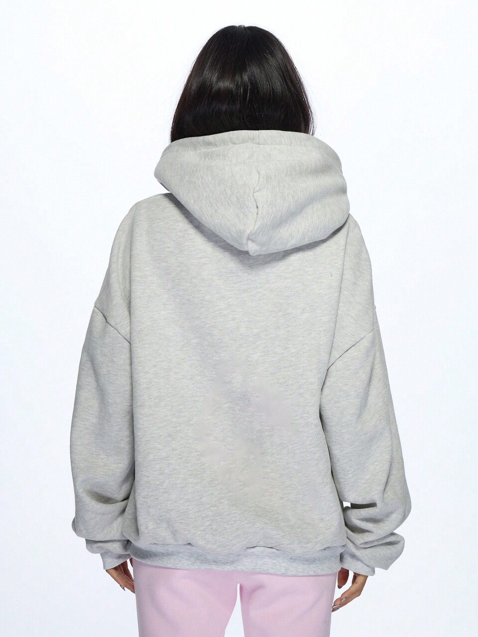 MISSGUIDED Oversized Heather Grey Applique Logo Sweatshirt Hoodie