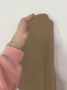Flirla 性感蝴蝶结装饰露背修身超长毛衣连衣裙，适合新年衣服 - 卡其色 - 查看 7