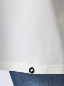 T-shirt oversize SUMWON, col ras-du-cou classique, manches 3/4, coupe ample et confortable pour le quotidien. Top essentiel et basique pour les jeunes, idéal pour les vacances - Blanc - Voir 5