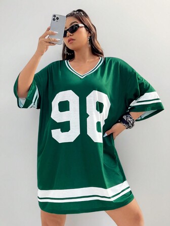 Coolane Robe À Col En V Imprimé Numérique De Grande Taille