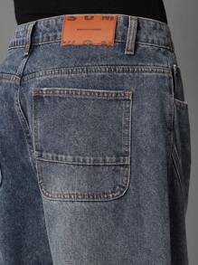 SUMWON 宽松阔腿牛仔裤，高腰宽松街头滑板风格，复古时尚舒适裤，嘻哈都市设计