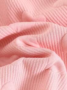 Cozy Pixies 女婴纯色心形图案柔软针织圆领荷叶边长袖套头衫