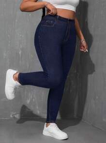SHEIN EZwear Plus Size Casual Denim Jeans, Minimalist Fashion For Everyday Wear