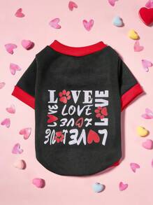 PETSIN 1 件宠物狗/猫通用情人节黑色“LOVE”时尚英文文字印花套头衫 - 彩色 - 查看 1