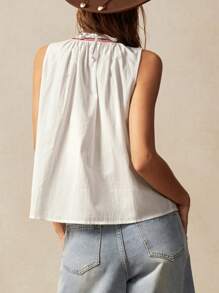 Bohemela 女士休闲纯色编织刺绣无袖宽松背心