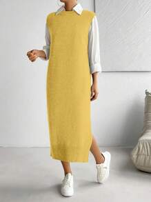 Chiquease Vestido largo de punto polivalente y versátil para mujer
