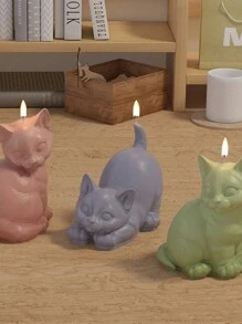 1 件动物猫硅胶模具，用于香薰石膏和蜡烛制作 - 可爱小猫设计蜡模材料，装饰工艺模具 - 無色 - 查看 9