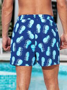 Surfspeed Men's Allover Print Lace-Up Pocket Casual Beach Shorts - Blue - View 2