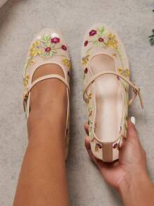 SHUZIA Women's Closed Round Toe Nude Tie Flat Dress Shoes Summer Shoes Spring Shoes Spring Break Easter Mother's Day Present Valentine's Day - Beige - View 3