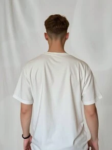 Manfinity VCAY Men 2025 Colorful Happy New Year Pattern T-Shirt Top - White - View 2