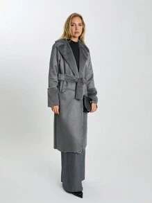 EURMUSE Women's Solid Color Casual Warm Jacket, Autumn/Winter - Grey - View 5