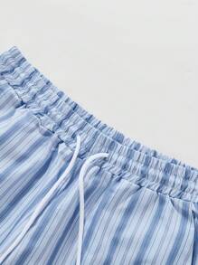 Manfinity EMRG Manfinity Hypemode Men's Front Button Short Sleeve Simple Top And Shorts Casual 2 Pieces Outfit, Men Two Pieces Outfits