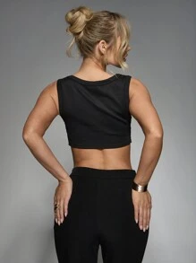 MISSGUIDED Bow Detail Crop Top - Black - View 2