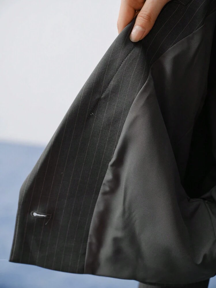 MOTF STUDIO Gestreifter Blazer mit Einzelknopf