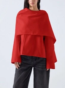 LYSMO 纯色斗篷外套斗篷大衣，休闲秋冬